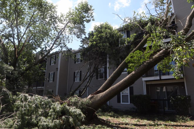 Damage from Tropical Storm Isaias at the Greens at Cedar Chase Apartments in Dover.